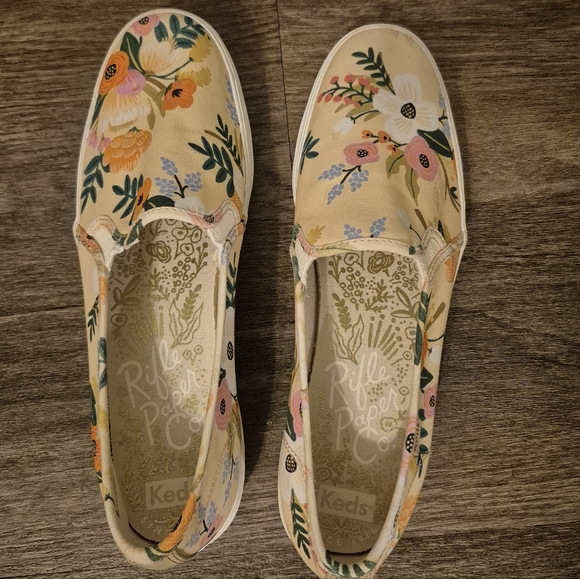 Keds x Rifle Paper Co. Double Decker Slip On Sneakers Floral Size 10 Cottagecore - Picture 5 of 9